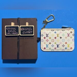 💯 Louis Vuitton x Takashi Murakami Multicolore Key Cles Pouch w/Box